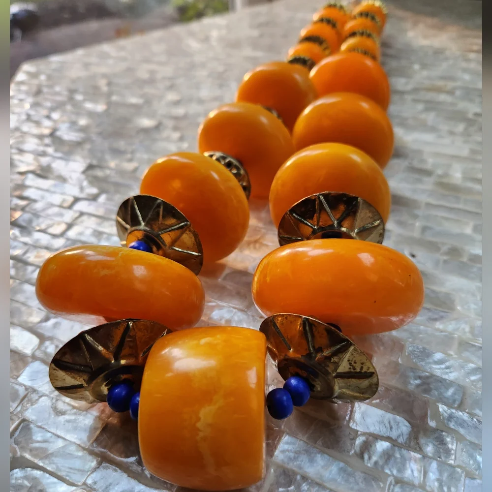 Orange, Goldtone and Blue Multi Use Piece-Home Decor or Necklace - Picture 9 of 15